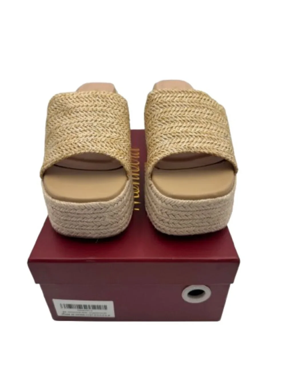 Monrovia Women's Bohemian by Espadrilles Apricot Platform Sandals Size 8